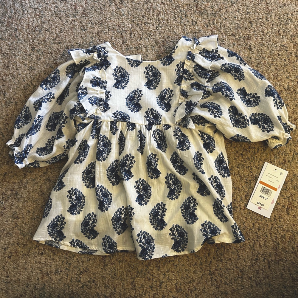White & Blue Bonnie Jean Toddler Shirt